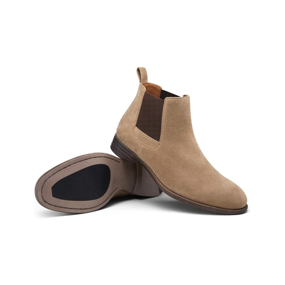 Jousen Men's Suede Chelsea Boots•Size 10 Mushroom•New W/Box - Picture 2 of 9